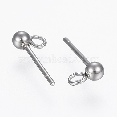 Non-Tarnish 304 Stainless Steel Ball Stud Earring Post(STAS-H410-10P)-2