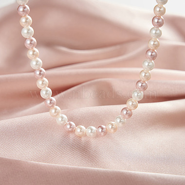 6mm Round Shell Pearl Beaded Necklaces(NJEW-L125-009P-01)-4