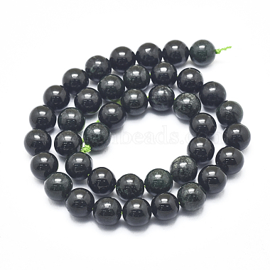 Natura Myanmar Black Jade Beads Strands(G-D0001-06-10mm)-2