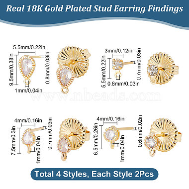 Beebeecraft 8Pcs 4 Style Brass Stud Earring Findings(DIY-BBC0001-05)-2