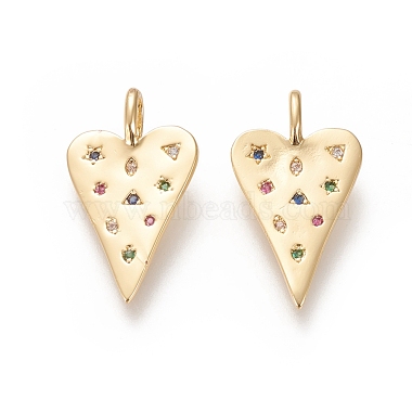 Real 18K Gold Plated Colorful Heart Brass+Cubic Zirconia Pendants