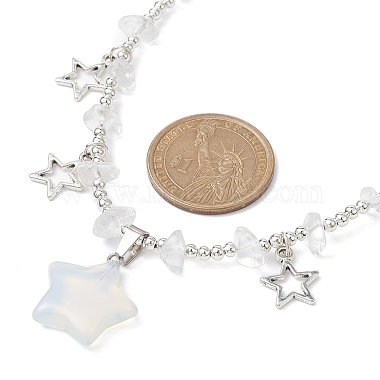 Opalite & Alloy Star Charms Bib Necklace with Chips Beaded Chains(NJEW-JN04512-02)-4