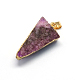 Plated Natural Druzy Agate Triangle Pendants(G-R275-08)-3