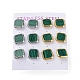 6 Pair 2 Color Square Synthetic Malachite Stud Earrings(EJEW-A024-02)-1