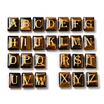 26Pcs Natural Tiger Eye Healing Rectangle with Letter A~Z Display Decorations, Reiki Energy Stone Ornament, 20x15x6.5mm(G-K335-07E)