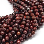 Natural Brecciated Jasper Round Beads Strands, 8mm, Hole: 1mm, about 48pcs/strand, 15.5 inch(X-G-P075-14-8mm)