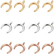304 Stainless Steel Pendants, Double Horn/Crescent Moon, Golden & Stainless Steel Color, 16.5x14.5x2mm, Hole: 2.3mm, 15pcs/box(STAS-UN0004-41)