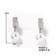 Elegant French Style Fashion Pearl Hoop Earrings for Women with Shiny Design, Round, Platinum, 26x10mm(BD2550-1)