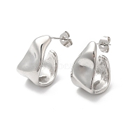 304 Stainless Steel Twist Teardrop Stud Earrings, Half Hoop Earrings for Women, Stainless Steel Color, 20x15x11.5mm, Pin: 0.6mm(EJEW-K244-18P)