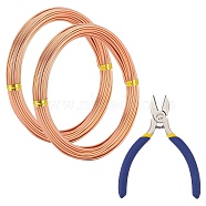 DIY Wire Wrapped Jewelry Kits, with Aluminum Wire and Iron Side-Cutting Pliers, Sandy Brown, 17 Gauge, 1.2mm, 10m/roll, 2rolls/set(DIY-BC0011-81B-03)