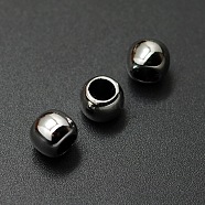 Resin European Beads, Large Hole Beads, Rondelle, Black, 10x8mm, Hole: 5mm(RESI-E027-13)