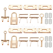 WADORN 2 Sets Alloy Bag Lock Clasp Set, Purse Closure Hardware, with Iron Gasket, Light Gold, 2.2~3.7x1.2~2.3x0.07~1.9cm(FIND-WR0006-90)