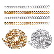 Aluminium Curb Chains, Unwelded, Golden & Silver, Link: 16.5x13x3.5mm, 1m/pc, 2pcs/set(CHA-TA0001-06)
