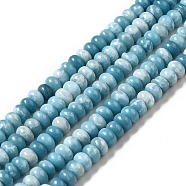 Natural Gemstone Beads Strands, Imitation Larimar, Dyed, Rondelle, Sky Blue, 4.5x3mm, Hole: 0.8mm, about 141~143pcs/strand, 15.08 inch(38.3cm)(G-F730-04A)