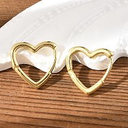 Brass Huggie Hoop Earrings, Long-Lasting Plated, Heart, Real 18K Gold Plated, 16.5x16x2mm, Pin: 1mm(EJEW-F245-05G)