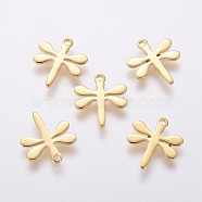 304 Stainless Steel Charms, Dragonfly, Golden, 12x11x0.8mm, Hole: 1.2mm(STAS-F188-19G)