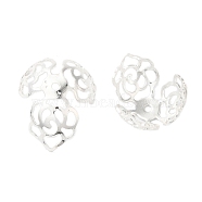 Rack Plating Brass Flower Bead Caps, 3-Petal, Long-Lasting Plated, Silver, 16.4x11.8mm, Hole: 1.2mm(KK-K381-03S)