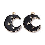 Alloy Enamel Pendants, Golden, Moon, 23.5x18.5x1.5mm, Hole: 1.8mm(ENAM-O001-11I-G)