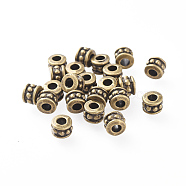 Tibetan Style Alloy Beads, Lead Free & Nickel Free & Cadmium Free, Column, Antique Bronze Color, 6x4.5mm, Hole: 2.5mm(X-MLF0031Y-NF)