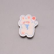 Rabbit with Lollipop Brooch Pin, Cute Animal Acrylic Lapel Pin for Backpack Clothes, White, Coral, 40x31x7mm(JEWB-TAC0008-16)