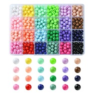 24Colors Opaque Acrylic Beads, Round, Mixed Color, 8x7mm, Hole: 2mm(MACR-YW0002-93)