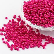 8/0 3mm Baking Paint Glass Seed Beads Loose Spacer Beads, Camellia, 3mm, Hole: 1mm, about 962pcs/50g(X-SEED-S002-K5)