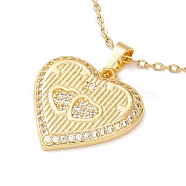 Clear Cubic Zirconia Heart Pendant Necklace, 304 Stainless Steel Jewelry for Women, Golden, 17.72 inch(45cm)(NJEW-O125-33G)