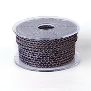 Braided Cowhide Cord, Leather Jewelry Cord, Jewelry DIY Making Material, Prussian Blue, 3mm, about 5.46 yards(5m)/roll(WL-I004-3mm-D-18)