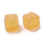 Resin Beads, with Rhinestone, Drusy Cube, Gold, 16x16x16mm, Hole: 3.6mm(RESI-C038-02H)