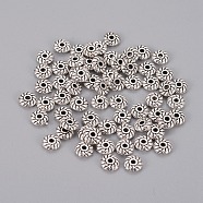 Tibetan Style Alloy Spacer Beads, Flat Round, Antique Silver, Lead Free & Cadmium Free, 6x6x2mm, Hole: 1mm(X-LF10764Y)