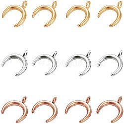 304 Stainless Steel Pendants, Double Horn/Crescent Moon, Golden & Stainless Steel Color, 16.5x14.5x2mm, Hole: 2.3mm, 15pcs/box(STAS-UN0004-41)