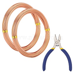 DIY Wire Wrapped Jewelry Kits, with Aluminum Wire and Iron Side-Cutting Pliers, Sandy Brown, 17 Gauge, 1.2mm, 10m/roll, 2rolls/set(DIY-BC0011-81B-03)
