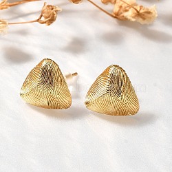 Brass Triangle Stud Earrings, with Silicone Earplugs, Real 18K Gold Plated, 12x12.5mm(EJEW-Z083-03G)