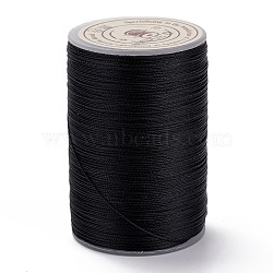 Round Waxed Polyester Thread String, Micro Macrame Cord, Twisted Cord, for Leather Sewing Stitching, Black, 0.3~0.4mm, about 174.98 Yards(160m)/Roll(YC-D004-02A-000A)