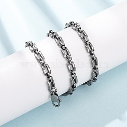 Unisex 304 Stainless Steel Necklaces, Chain Necklaces, Link Chains, Rectangle, Antique Silver, 20.47 inch(52cm)(NJEW-C115-07AS)