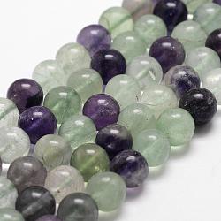 Natural Fluorite Bead Strands, Round, Grade AB+, 8mm, Hole: 1mm, about 50pcs/strand, 14.9 inch~15.1 inch(G-D840-56-8mm-AB+)