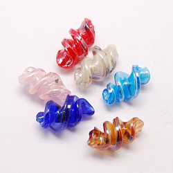 Handmade Lampwork Beads, Pearlized, Spiral, Mixed Color, 28x15mm, Hole: 2mm(X-LAMP-S046-M)