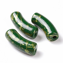 Opaque Acrylic Beads, with Glitter Powder, Curved Tube, Dark Green, 34.5x13.5x11.5mm, Hole: 3.1mm(OACR-A016-05C)