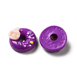 Opaque Resin Imitation Food Decoden Cabochons, Donut, Purple, 19~20x8~10.5mm(CRES-M014-01I)