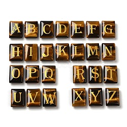 26Pcs Natural Tiger Eye Healing Rectangle with Letter A~Z Display Decorations, Reiki Energy Stone Ornament, 20x15x6.5mm(G-K335-07E)