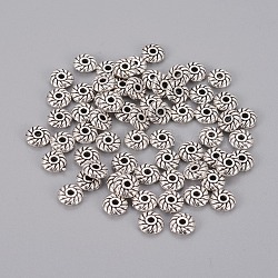Tibetan Style Alloy Spacer Beads, Flat Round, Antique Silver, Lead Free & Cadmium Free, 6x6x2mm, Hole: 1mm(X-LF10764Y)