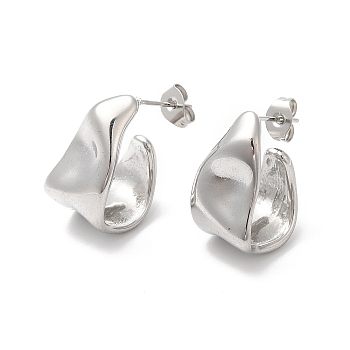 304 Stainless Steel Twist Teardrop Stud Earrings, Half Hoop Earrings for Women, Stainless Steel Color, 20x15x11.5mm, Pin: 0.6mm