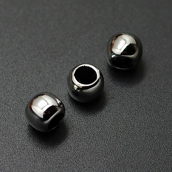 Resin European Beads, Large Hole Beads, Rondelle, Black, 10x8mm, Hole: 5mm