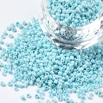 Glass Seed Beads, Baking Paint, Round Hole, Round, Sky Blue, 2~3x1.5~2mm, Hole: 0.8mm, about 450g/Pound