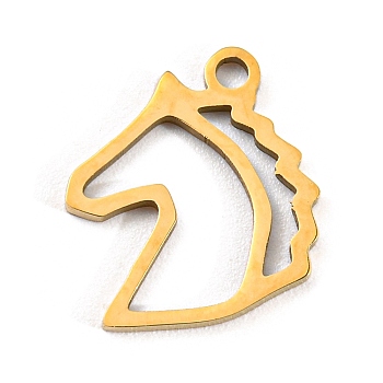 Golden Plated 304 Stainless Steel Pendants, Laser Cut, Unicorn, 12.5x12x1mm, Hole: 1.5mm