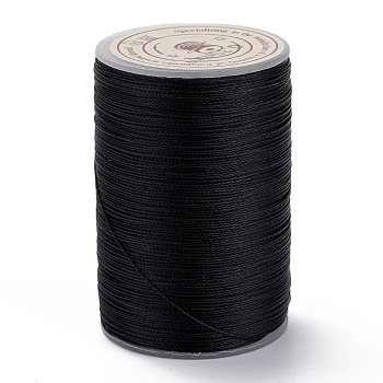 Round Waxed Polyester Thread String, Micro Macrame Cord, Twisted Cord, for Leather Sewing Stitching, Black, 0.3~0.4mm, about 174.98 Yards(160m)/Roll