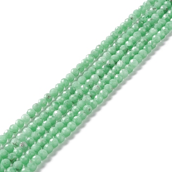 Natural Glass Beads Strands, Faceted, Round, Spring Green, 3mm, Hole: 0.7mm, about 88pcs/strand, 15.24~15.43 inch(38.7~39.2cm)