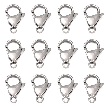 316 Surgical Stainless Steel Lobster Claw Clasps, Parrot Trigger Clasps, Stainless Steel Color, 19x11x5mm, Hole: 2mm