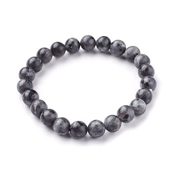 Natural Larvikite Beads Stretch Bracelets, Round, 2 inch~2-1/8 inch(5.2~5.5cm), Beads: 8~9mm