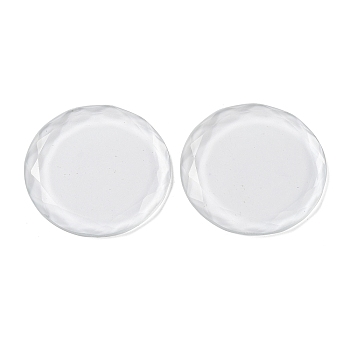 Glass Cabochons, Flat Back, Faceted, Flat Round, Clear, 45x4.5mm